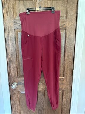 Figs Women's Track Joggers in Deep Burgundy large tall